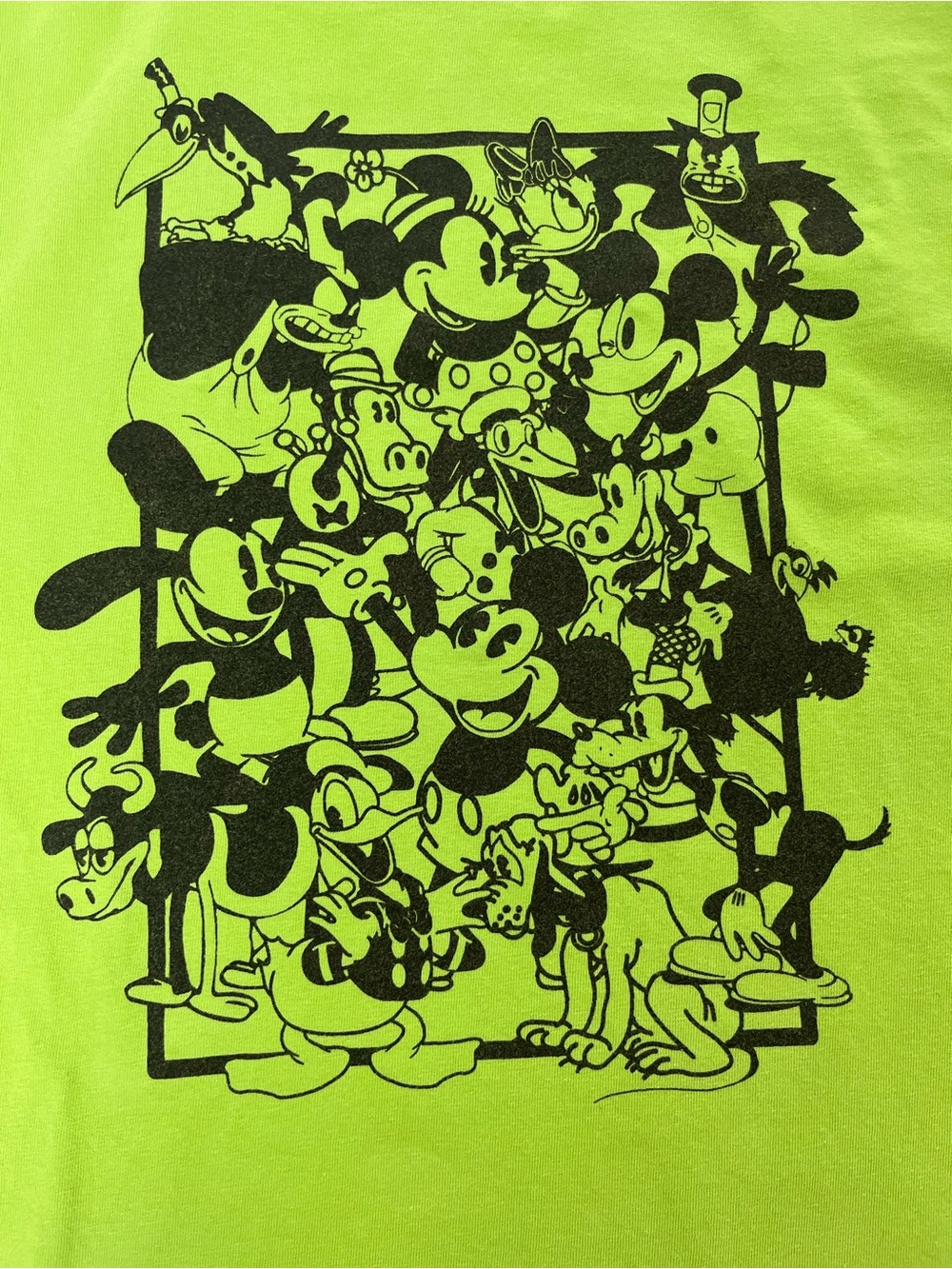 Disney Character Collage Graphic Tee Comfort Colors Lime Green Men’s XL Rare